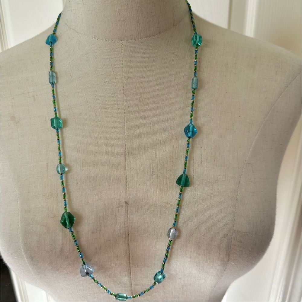 Napier blue and green beaded long necklace